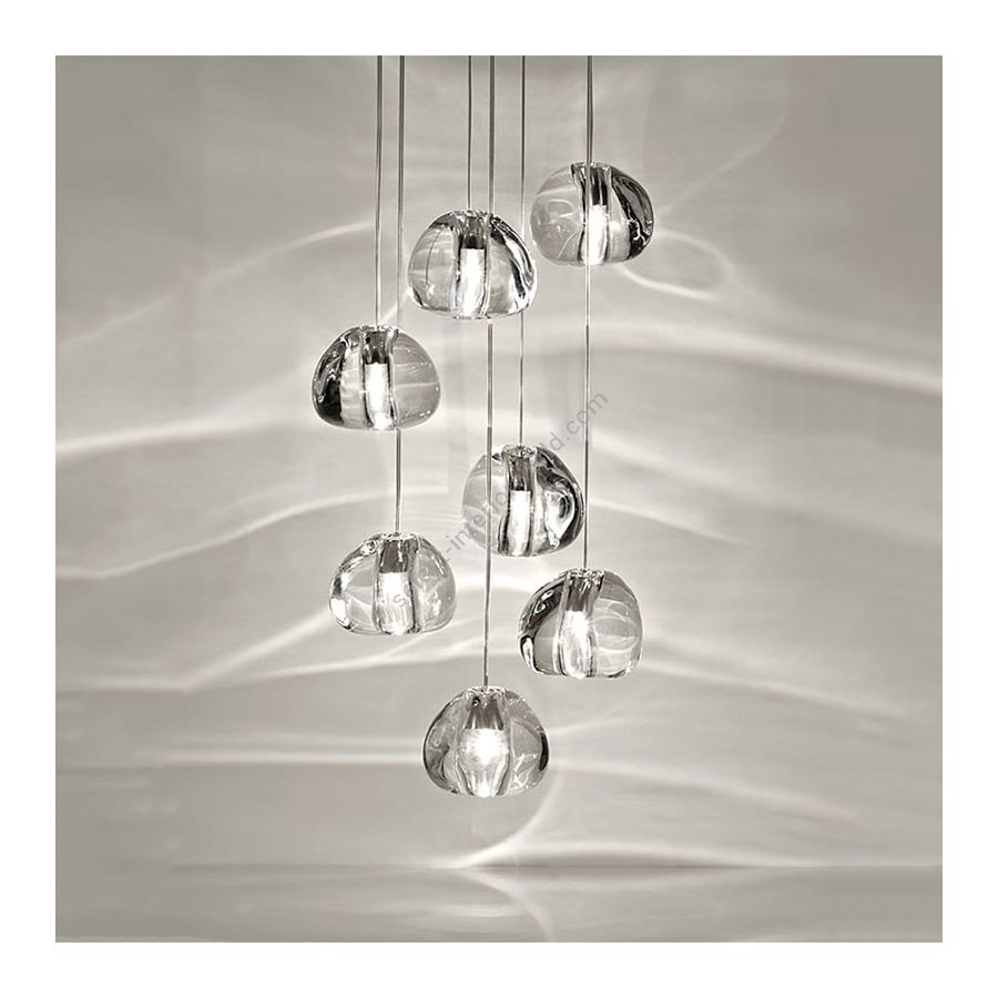 Suspension lamp / Clear diffuser / 7 lights (cm.: 190 x 31 x 31 / inch.: 74.8" x 12.2" x 12.2")