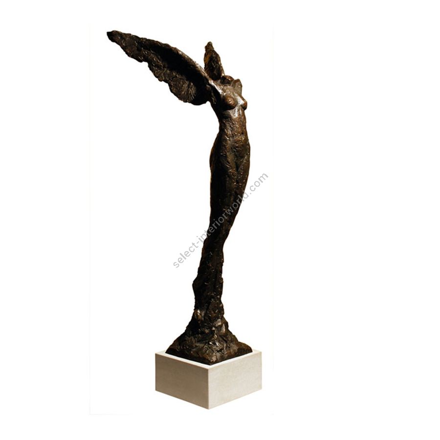 Green / Brown patina finish / Indiana limestone base / cm.: 92.71 x 34.29 x 28.58 / inch.: 36.5” x 13.5” x 11.25”