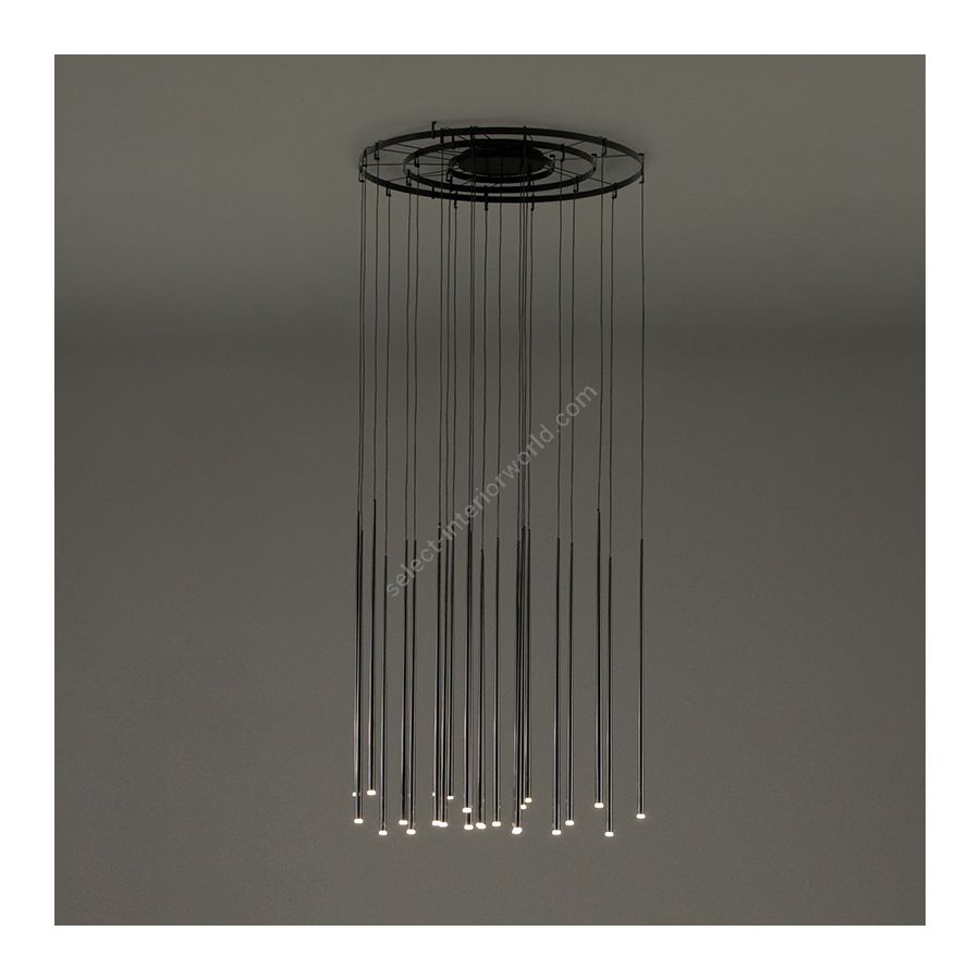 Hanging led lamp / Black carbon finish / 22 lights (cm.: max 250 x 100 x 100)