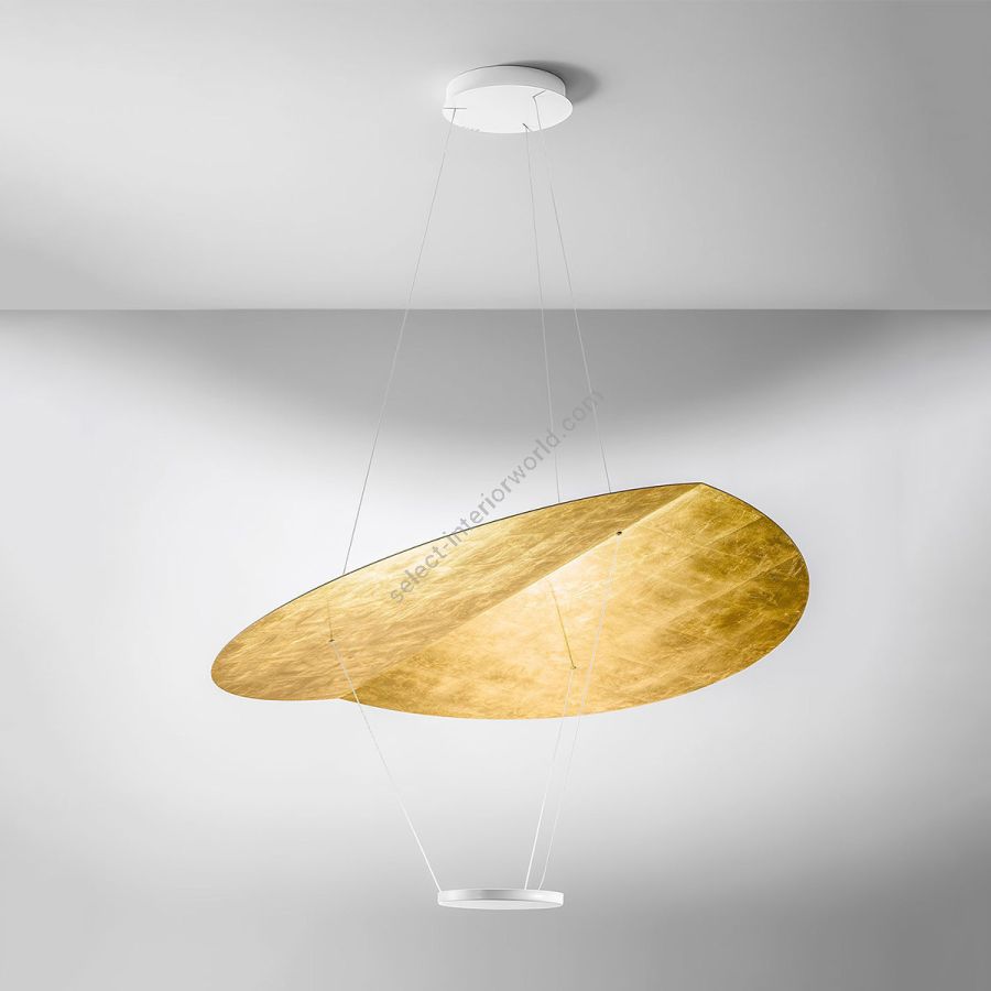 Big pendant lamp / White + Gold leaf finish
