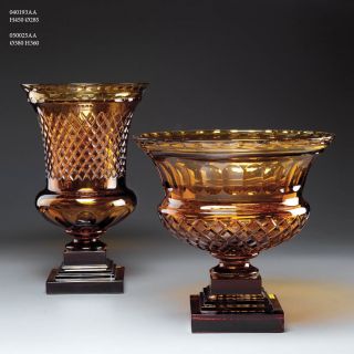 Italian Luxury Lighting / Vases / Amber Crystal Set of 2 040193AA