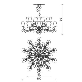 Il Paralume Marina / Elegant Chandelier with Decorative Leaves In Transparent Glass / 2171/CH20