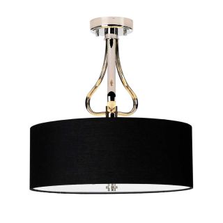 Elstead Lighting / Ceiling Lights / Falmouth 3 Light Semi-Flush - Polished Chrome / Black Shade