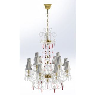 Italian Luxury Lighting / Chandeliers / Elegance Crystal with Lampshades 12 Lights D1202 012