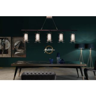 Mechini / Chandeliers / Clear Bohemian Crystal and Lamp Shades L-Grid/5 Line