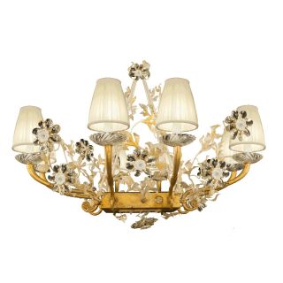 Mechini / Chandeliers / Bohemian Crystal and Porcelain & Silk Lampshades L313/8