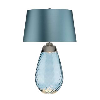 Elstead Lighting / Portable & Desk Lamps / Lena 2 Light Large Blue Table Lamp - Blue-tinted Glass / Duck Egg Blue Shade