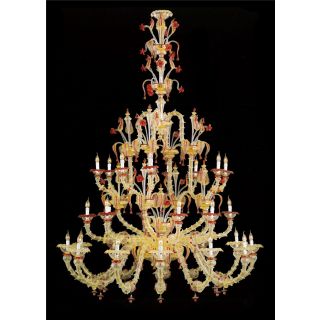 Italian Luxury Lighting / Chandeliers / Venetian Glass Gold And Red 20-Light V6003 020