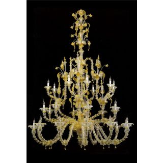 Italian Luxury Lighting / Chandeliers / Venetian Glass Gold 28-Light V6003 028