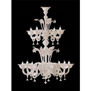 Italian Luxury Lighting / Chandeliers / Venetian Glass White 12-Light V7437 012