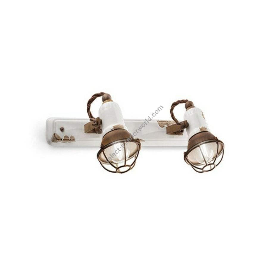 White (Vib) finish with grill 2 lights (cm.: 19 x 41 x 19 / inch.: 7.4" x 16.1" x 7.4")