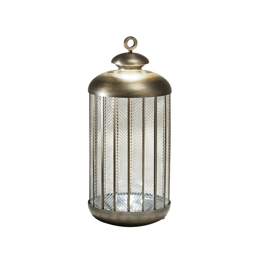 Floor led lamp / Antique Burnished Finish / Transparent Glass / cm.: 86 x 38 x 38 / inch: 33.86" x 14.96" x 14.96"