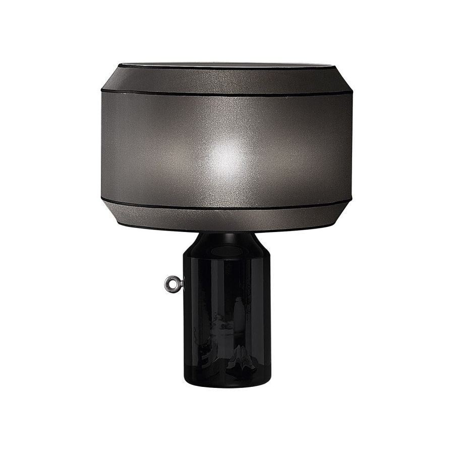 Table lamp / Iron Grey finish / Black ceramic base / Dark grey (Black) fabric lampshade