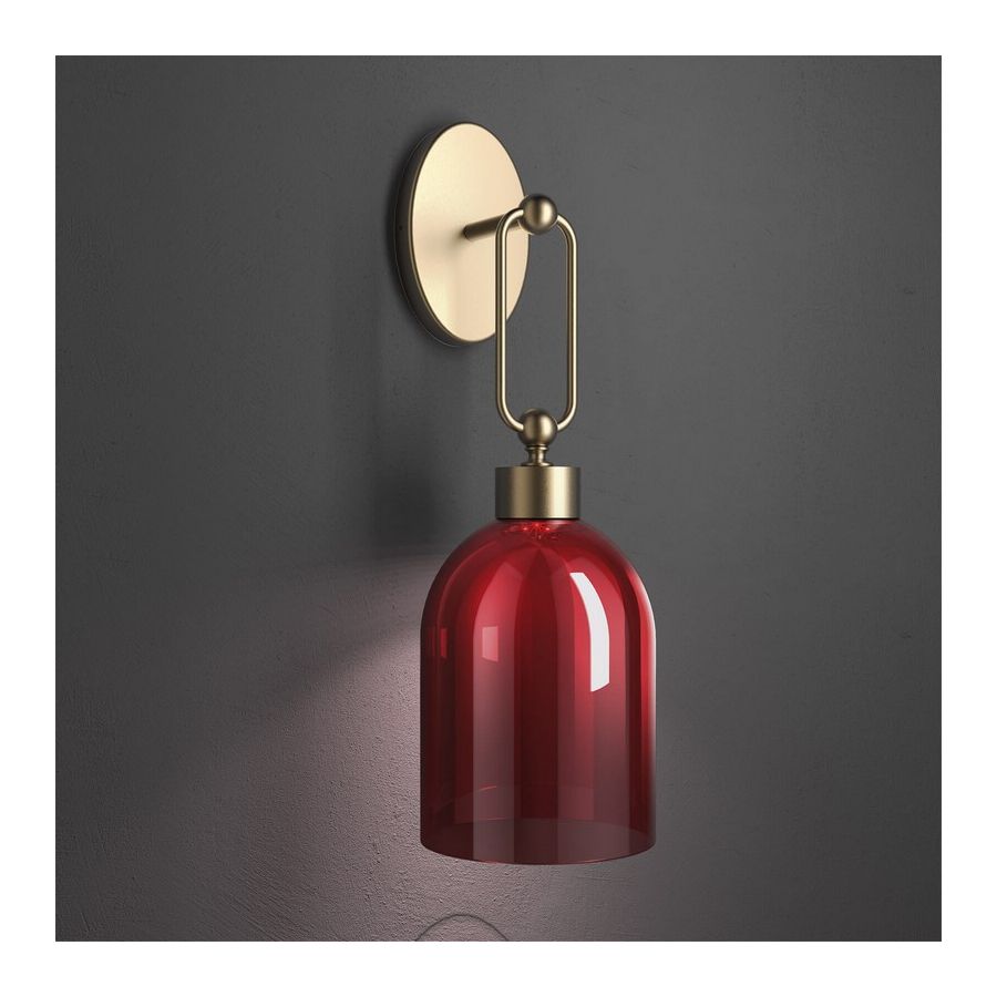 Brushed Gold Finish / Red Glass