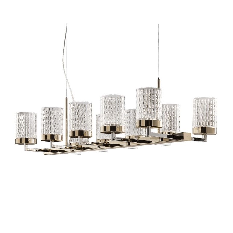 Chandelier / Light Gold – Chrome Finish / Transparent glass
