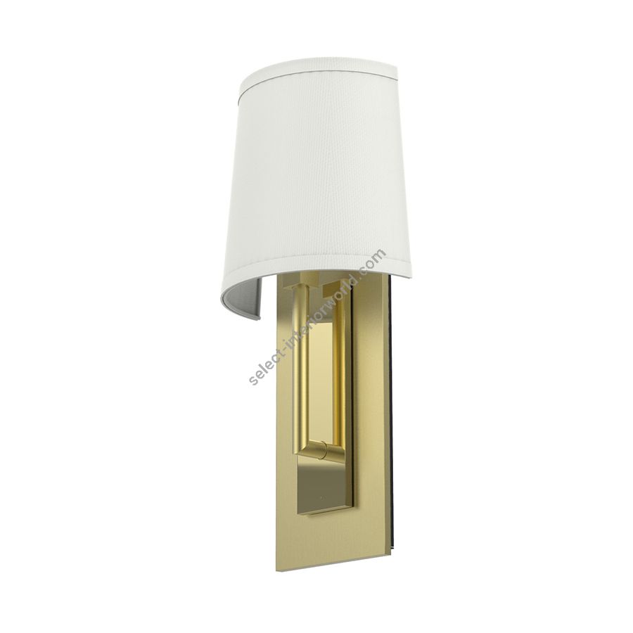 ADA interior wall sconce, Satin brass / Polished brass combo finishes, White Linen Lampshade