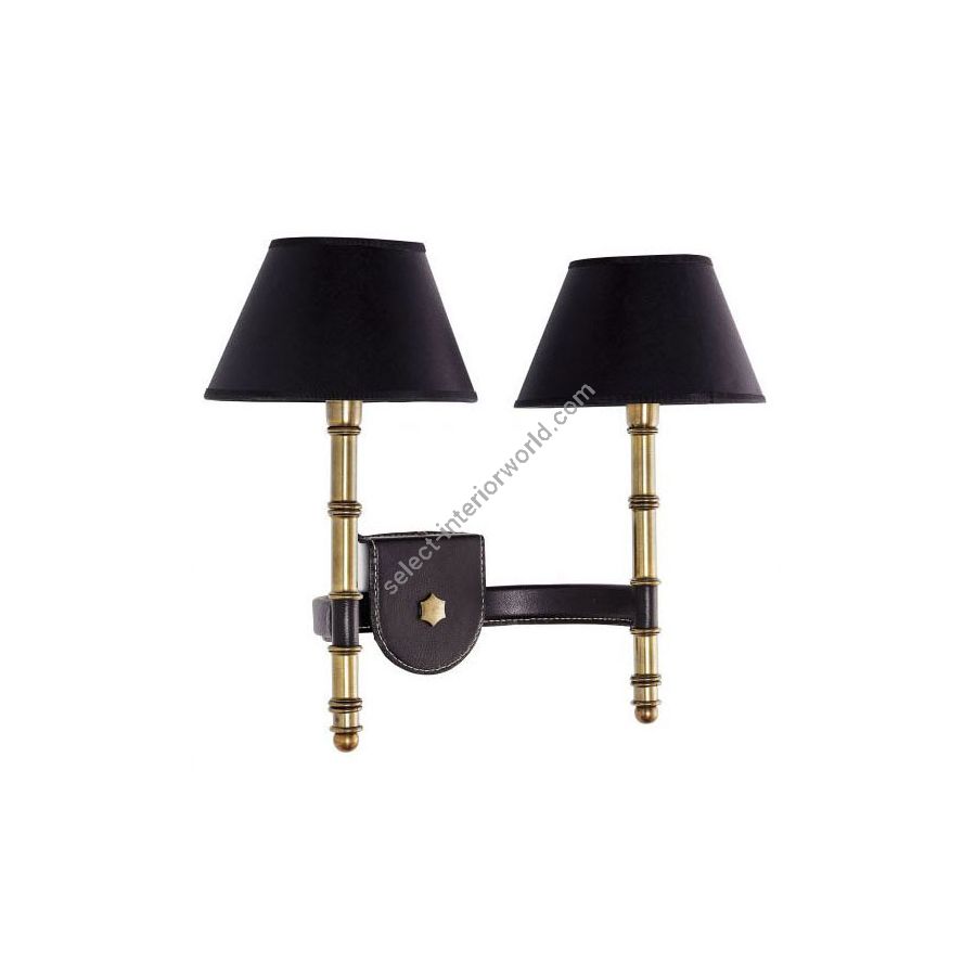 Aged brass finish with dark leather particulars
