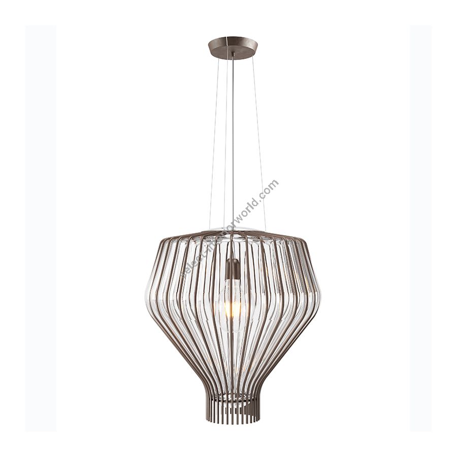 Rust finish, transparent glass lamp