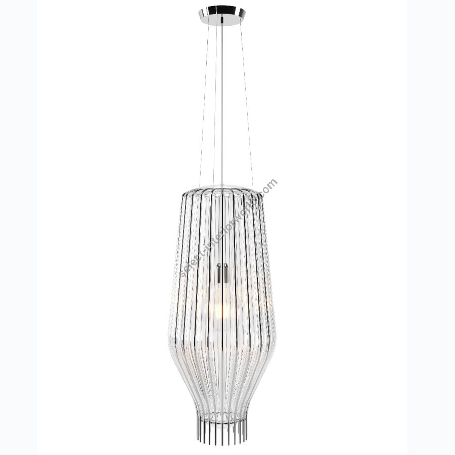 Chrome finish, transparent glass lamp