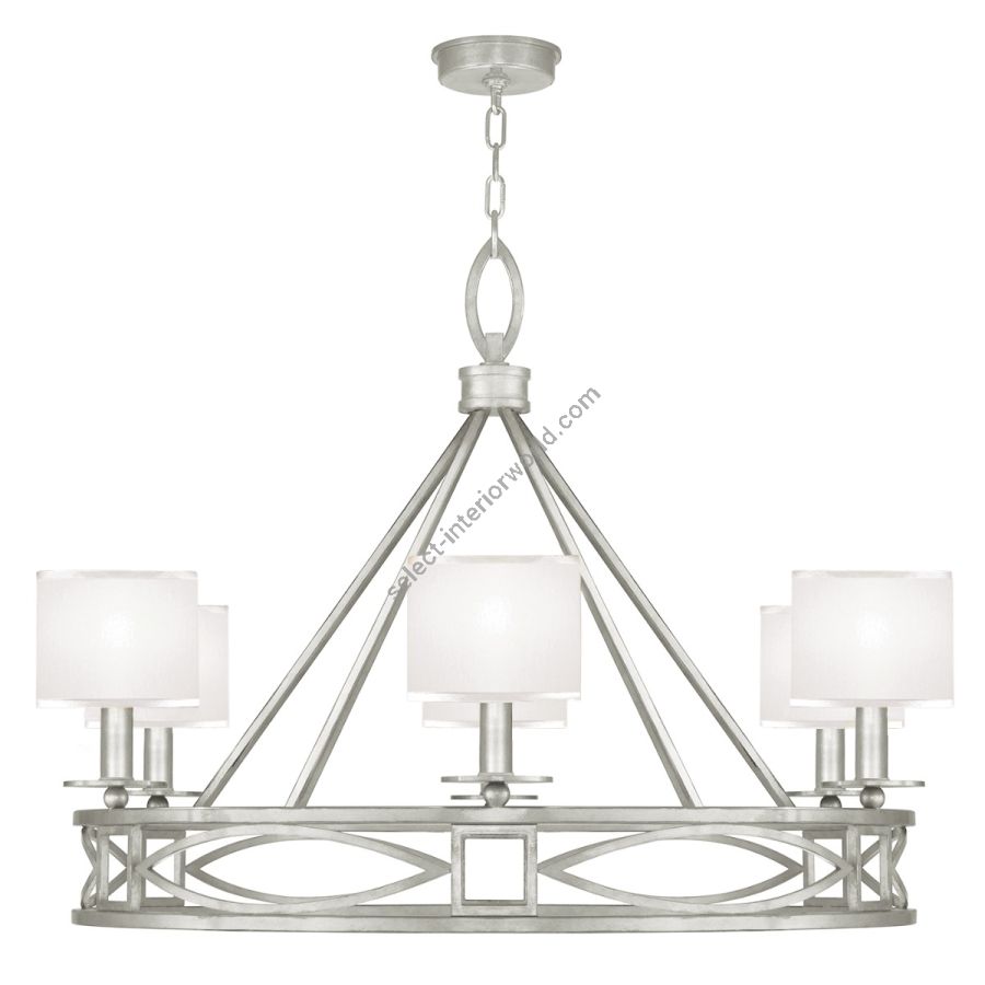 Silver Leaf / White Fabric Shades - 887640-41