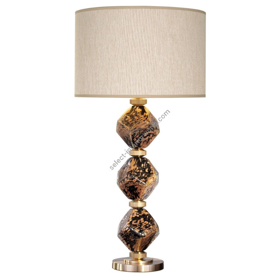 Black & Gold Glass / Beige Fabric Shade - 900010-32