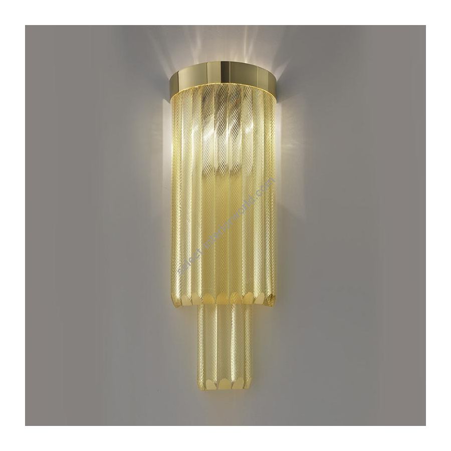 24 Kt gold plate finish / Amber glass colour / Cut T30 type of glass / cm.: 72 x 28 x 28 / inch.: 28.35" x 11.02" x 11.02"