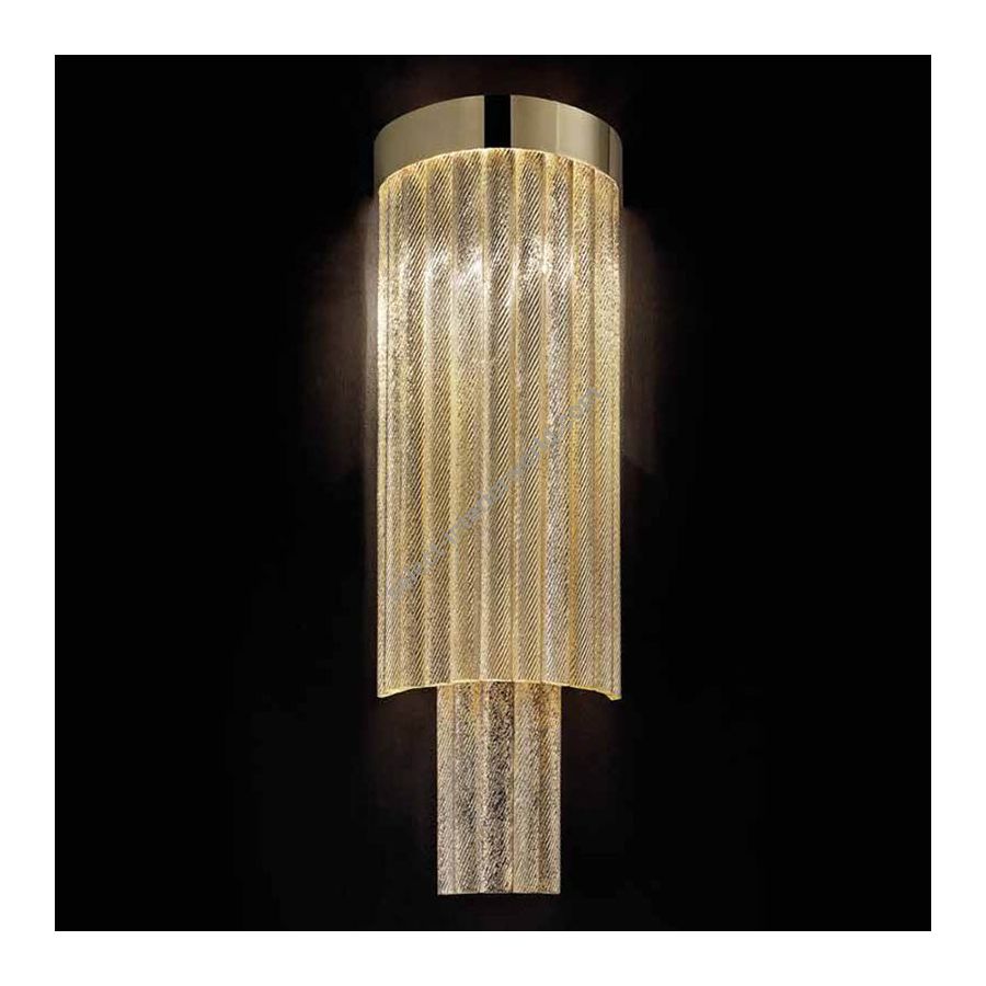 24 Kt gold plate finish / Clear gold glass colour / Cut T90 type of glass / cm.: 72 x 28 x 28 / inch.: 28.35" x 11.02" x 11.02"