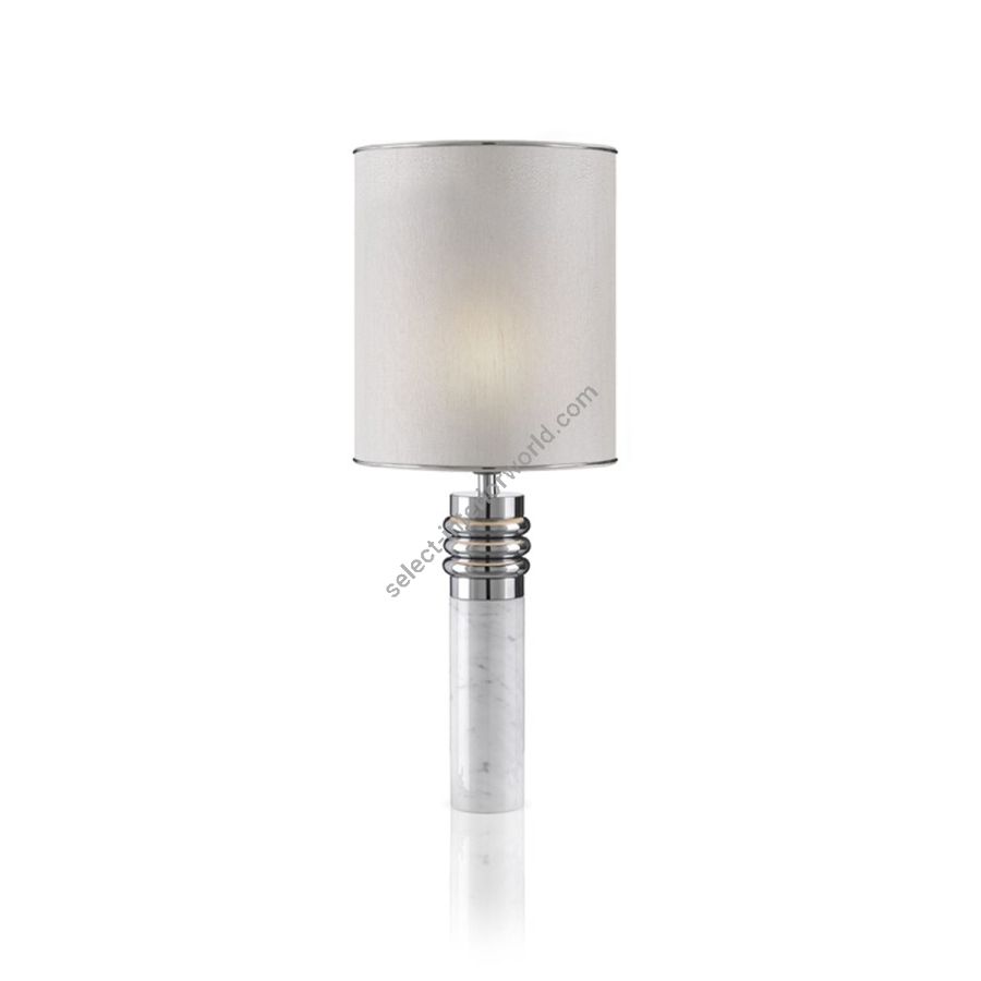 Table lamp / White Carrara marble / Nickel brass rings