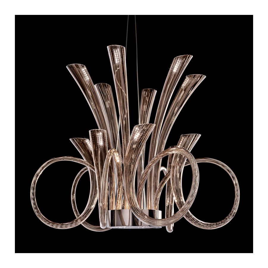 Chandelier / Iron Grey finish / Dove glass