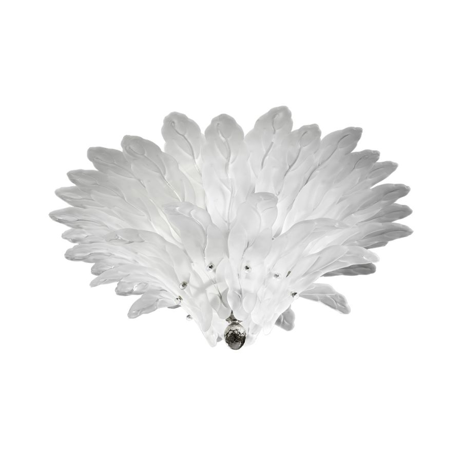 Ceiling lamp / Etched glass / Shiny nickel finish