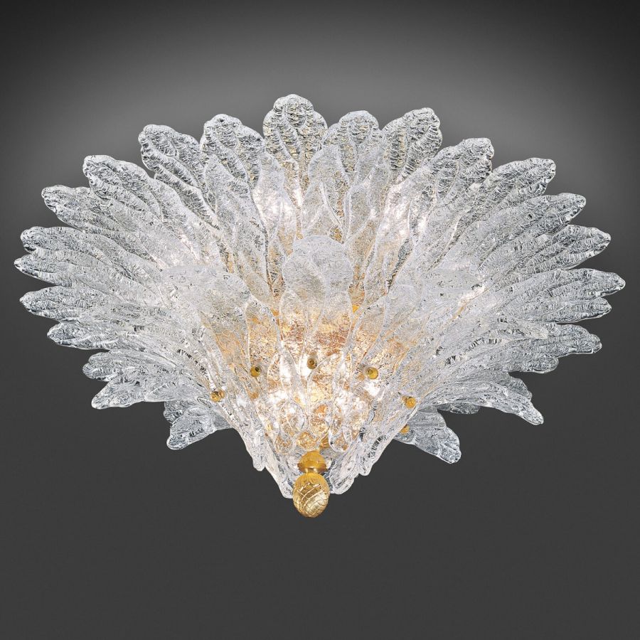 Ceiling lamp / Transparent glass / Shiny gold finish