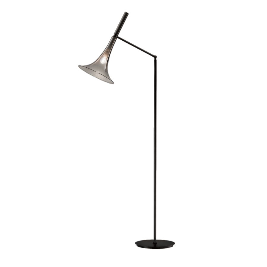 Floor lamp / Matt Black finish / Titanium shaded glass