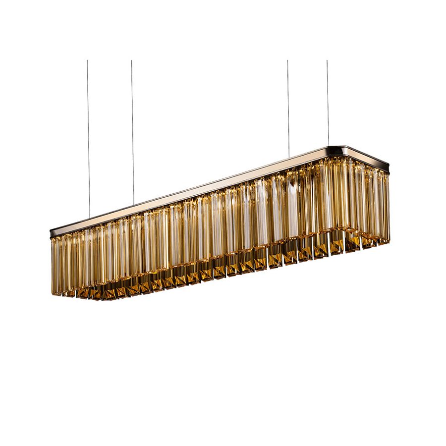 Pendant lamp / Light Gold finish / Amber glass / Transparent Glass pendants