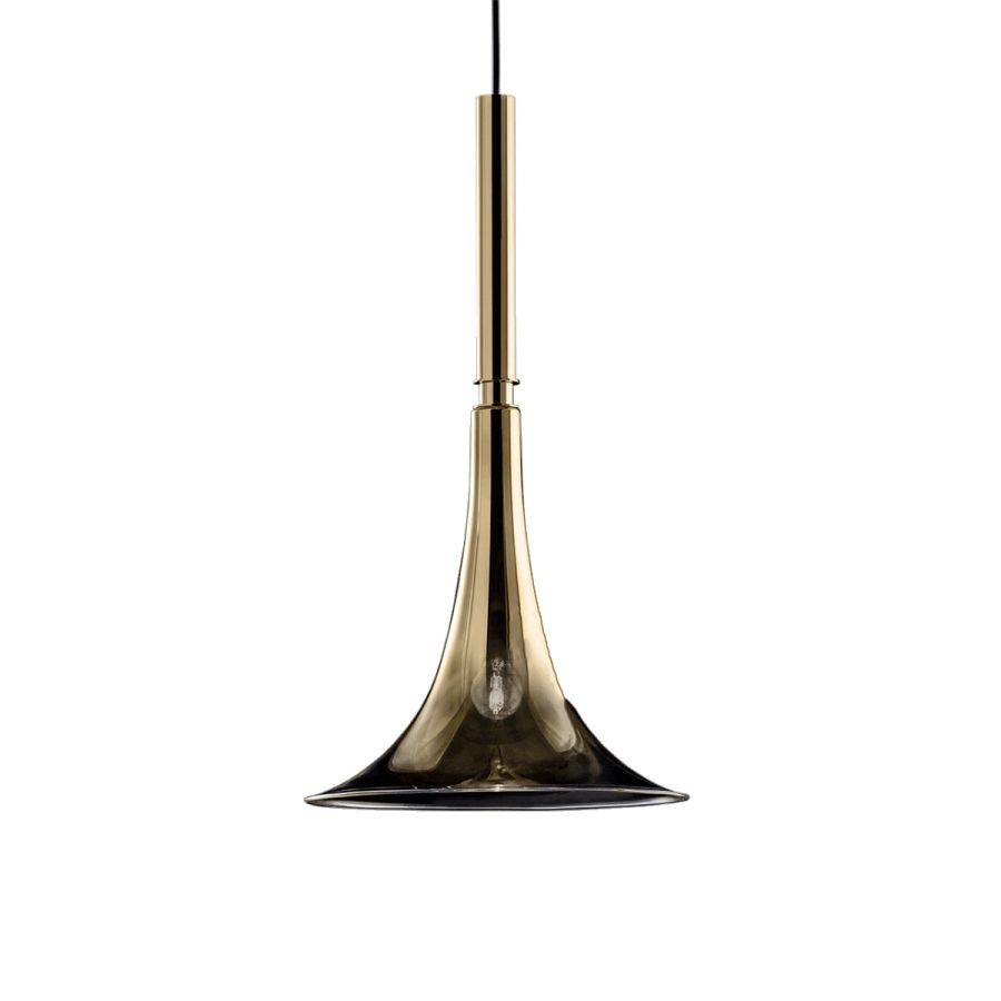 Pendant lamp / Gold shaded glass / Light Gold finish