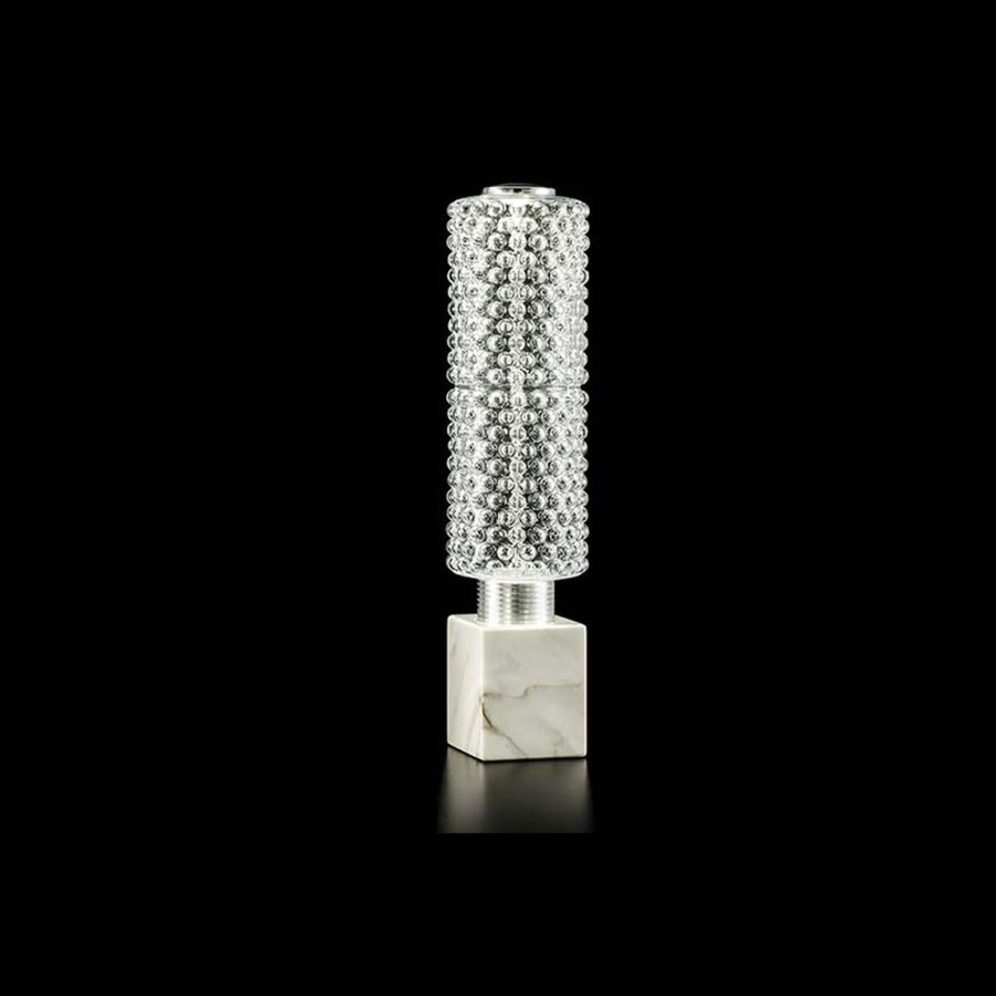 Table led lamp / White marble base / Diamond glass diffuser