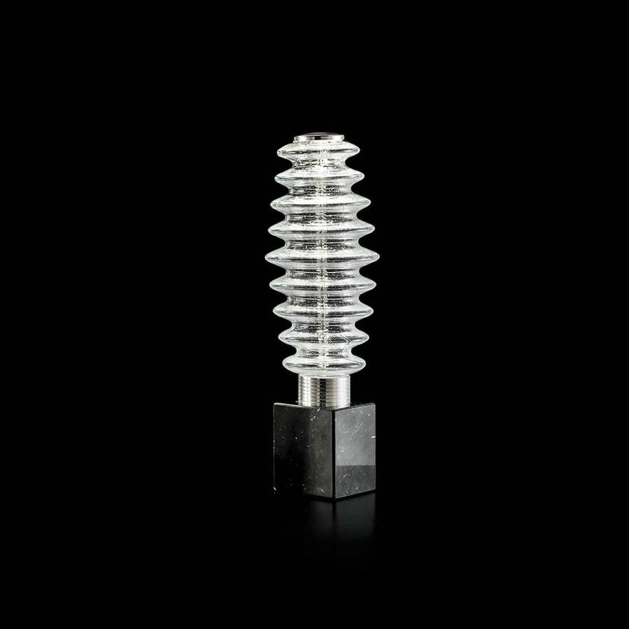Table led lamp / Black marble base / Diamond glass diffuser