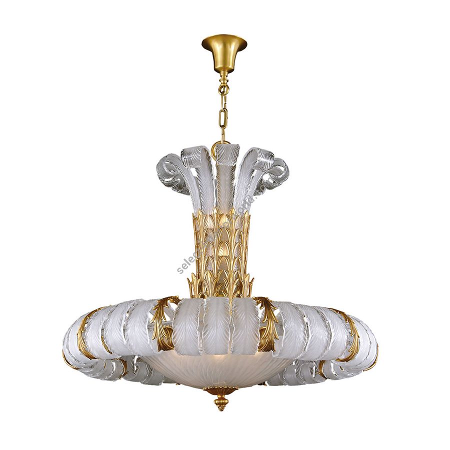 Chandelier / French Gold finish / White glass