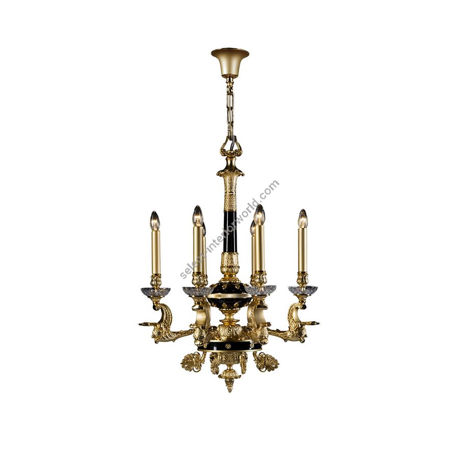 Chandelier / Antique Gold Plated with Polished Black finish