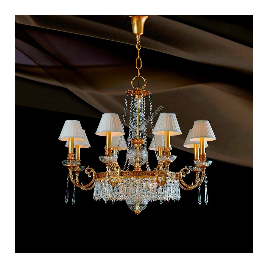 French Gold Finish / With beige pleated lamp shades