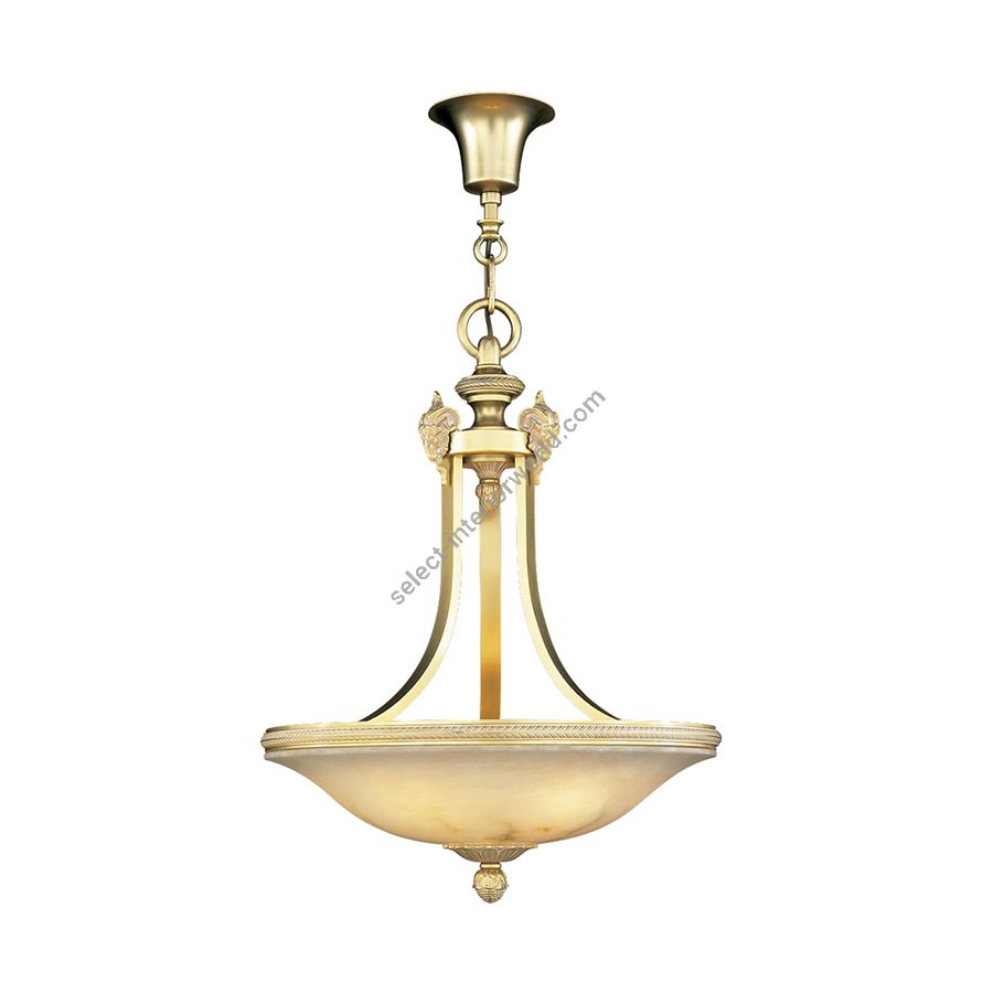 Pendant lamp / French Gold White Patine finish / White Alabaster lampshade