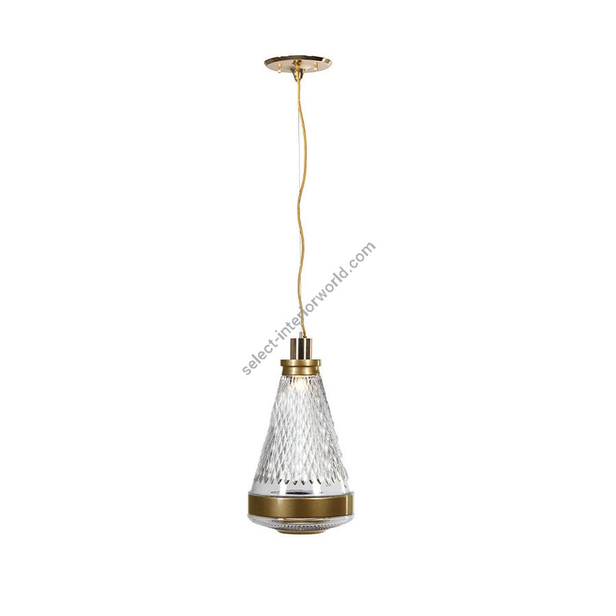 Pendant lamp / Polished brass finish / Gold glass