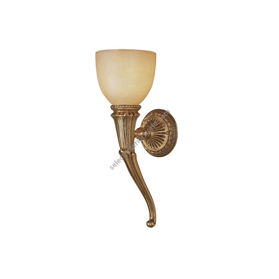Wall bracket / Antique Brass finish / White glass