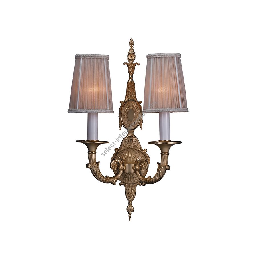 Wall bracket / Antique Gold Plated finish / Beige Gathering Chifon lampshade