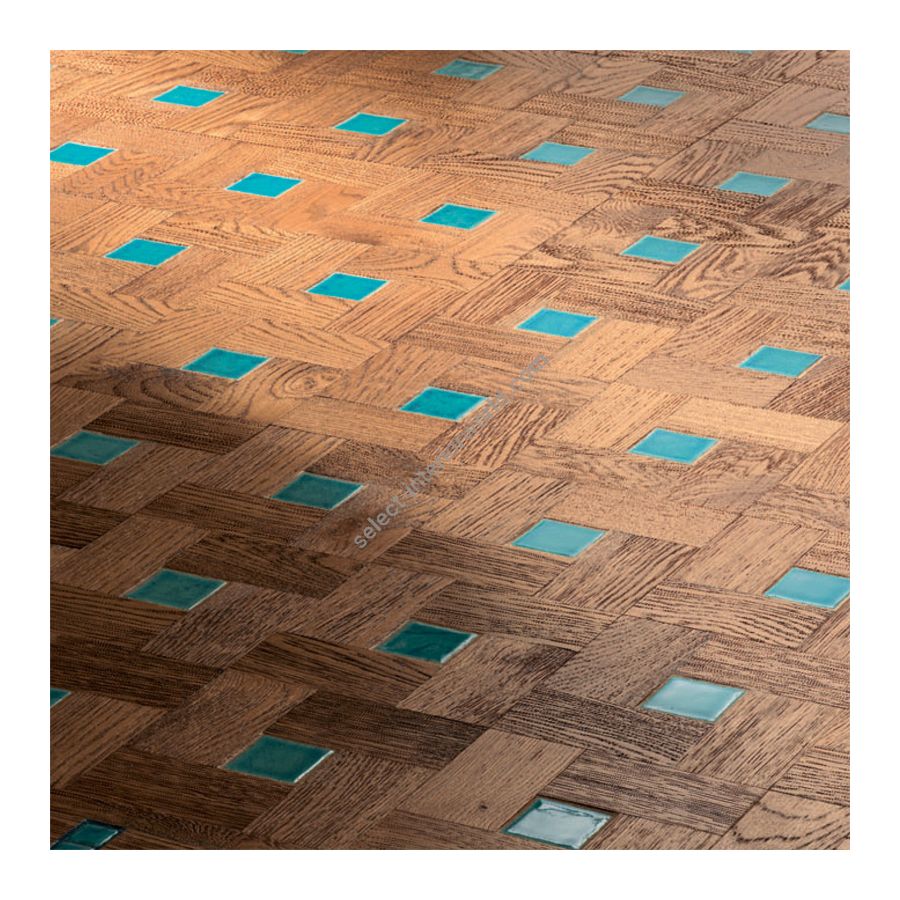 Wood Finish: Oak Light; Mosaic Finish: Turqoise