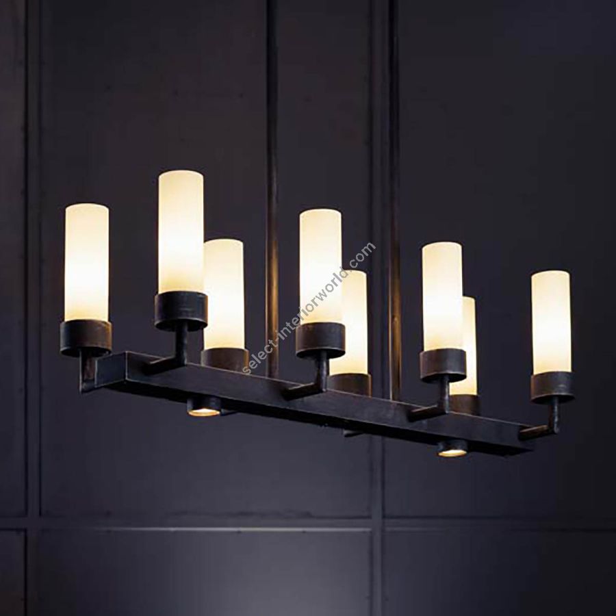 Forged rectangular pendant lamp / Iron nature finish