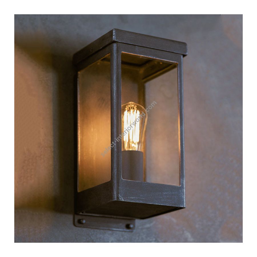 Wall lamp, outdoor collection, handcrafted of wrought iron, iron nature finish, clear glass