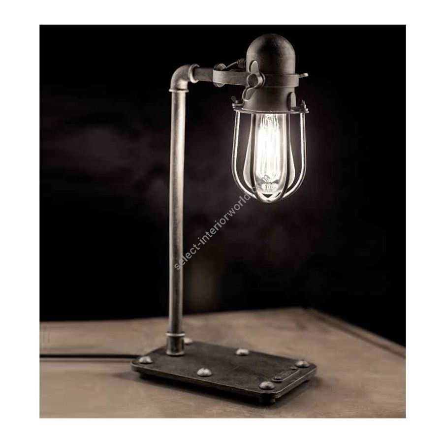 Table lamp in the Industrial style, handcrafted of hard steel, Iron nature finish