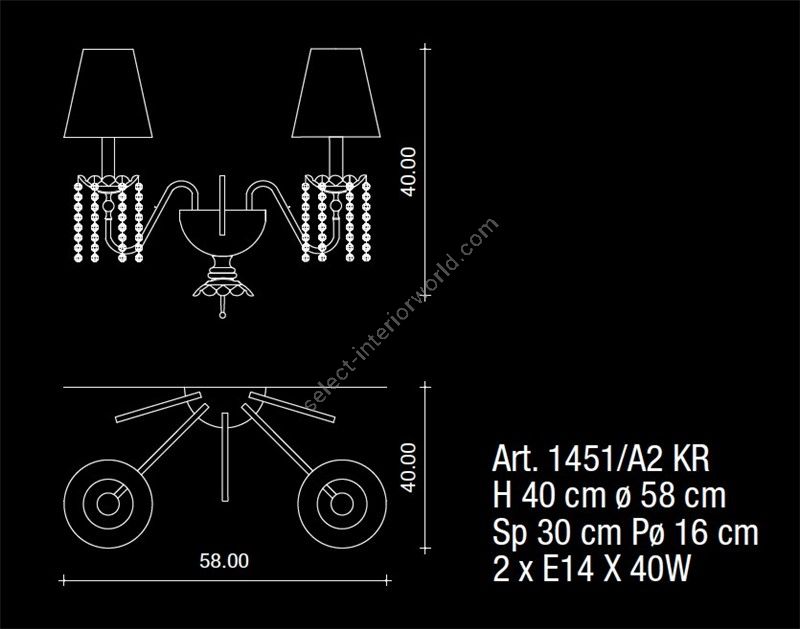 Il Paralume Marina / Wandleuchte / 1451/A2 KR