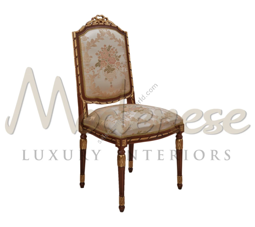 Modenese Luxury Interiors / Stühle / Gepolsterte Stühle aus Holz mit Blumenmuster