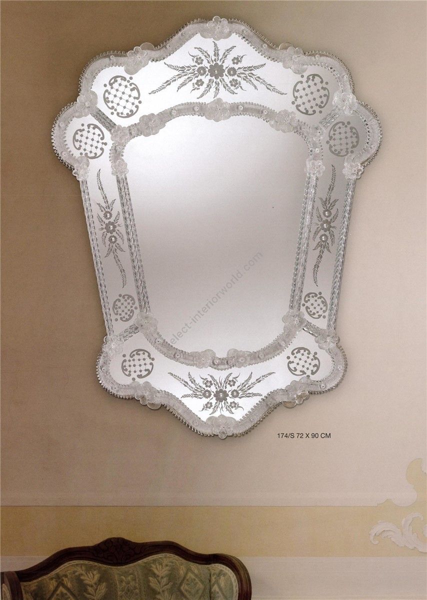 Italian Luxury Lighting / Wall Mirrors / Silver Venetian Glass Murano Glass 174S